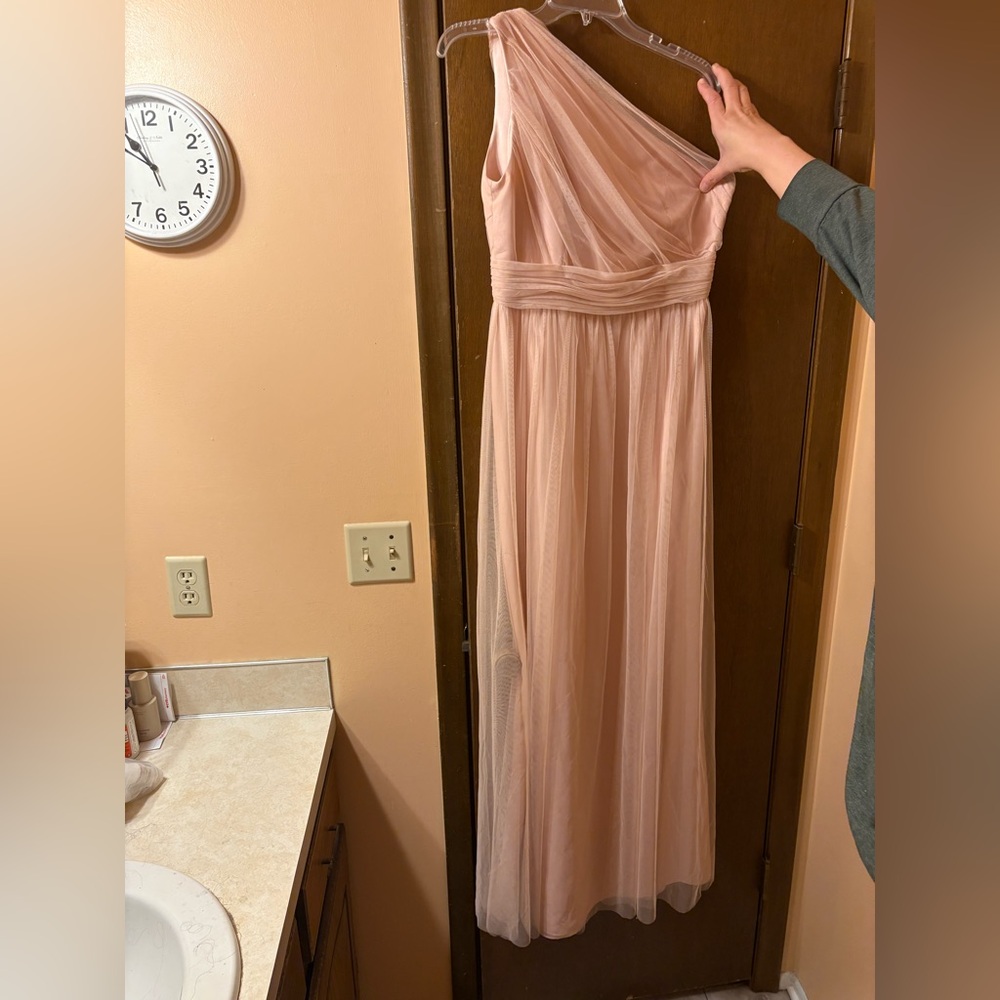 LAST CHANCE | Amsale pink asymmetrical one shoulder maxi dress